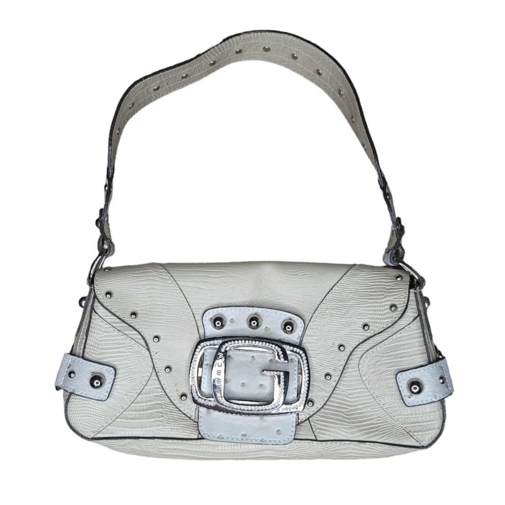 Guess cream studded embellished mini shoulder purse y2k 2000s leather bag